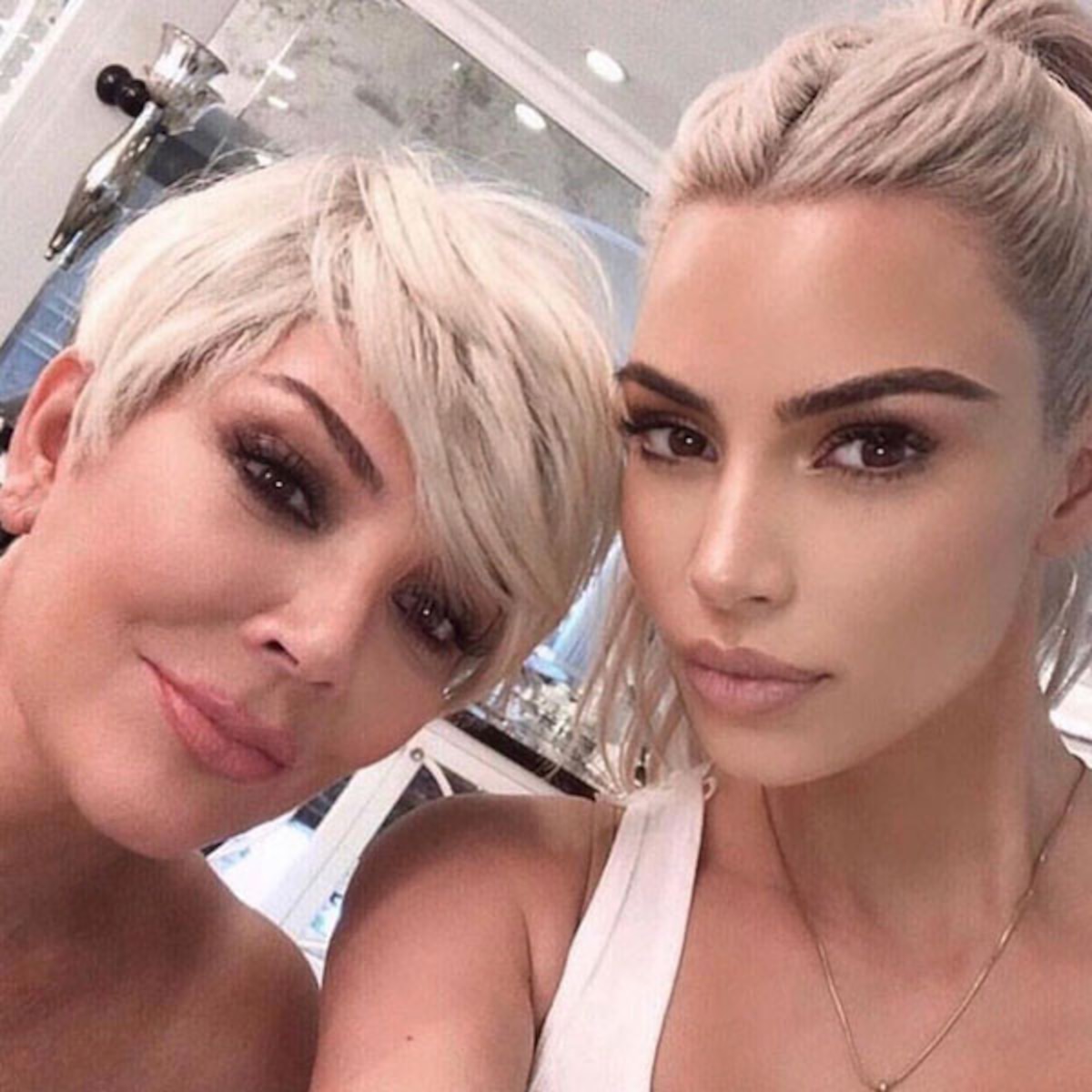 Kim Kardashian Kris Jenner Look Like Blonde Twins In Mother S Day Pic E Online